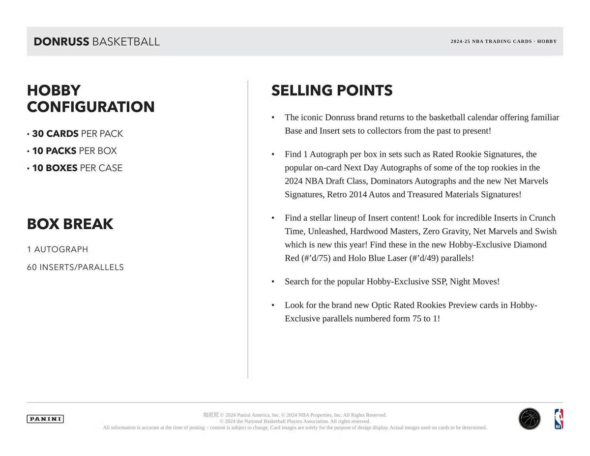 2024-25 Panini Donruss Basketball Hobby Box