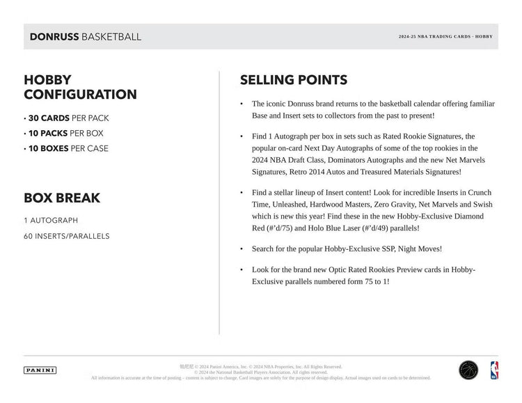 2024-25 Panini Donruss Basketball Hobby Box