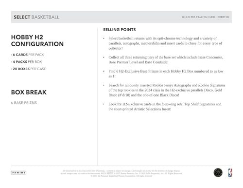 Panini 2024-25 Select Basketball H2 Hobby Box