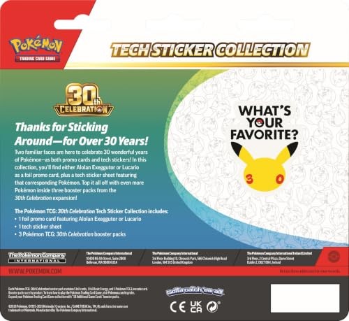 Pokémon Tcg 30th Celebration Tech Sticker Collection Random