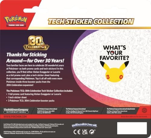 Pokémon Tcg 30th Celebration Tech Sticker Collection Random