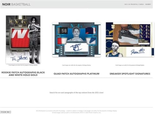 Panini 2025/26 Noir Basketball Hobby Trading Card Box 5 Autographs
