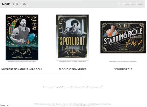 Panini 2025/26 Noir Basketball Hobby Trading Card Box 5 Autographs