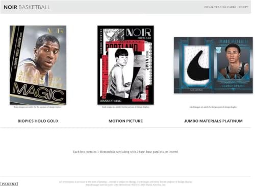 Panini 2025/26 Noir Basketball Hobby Trading Card Box 5 Autographs