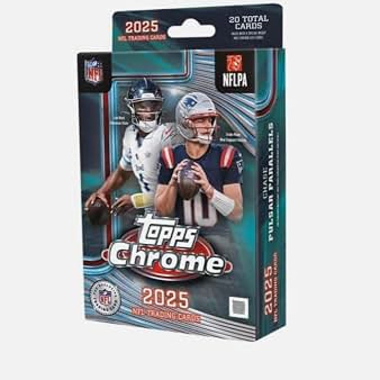 Topps 2025 Chrome Football Trading Cards Hanger Box