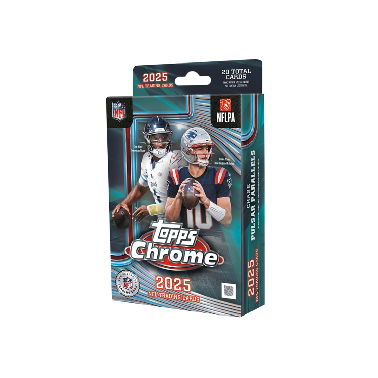 Topps 2025 Chrome Football Trading Cards Hanger Box