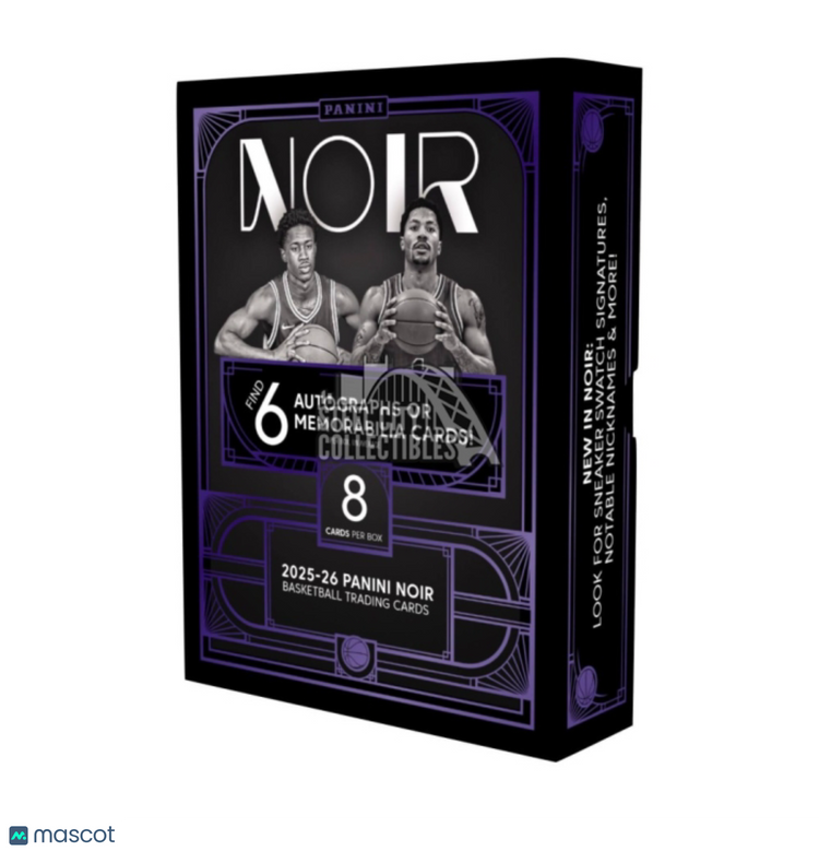 Panini 2025/26 Noir Basketball Hobby Trading Card Box 5 Autographs