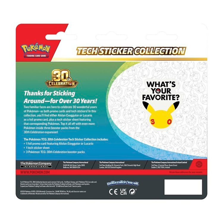 Pokémon Tcg 30th Celebration Tech Sticker Collection Random