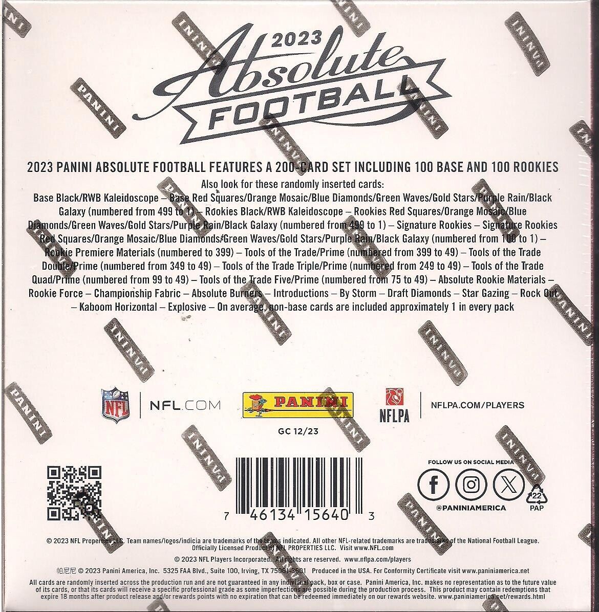 Panini 2023 Absolute Football Mega Box Black Parallels
