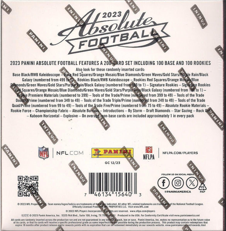 Panini 2023 Absolute Football Mega Box Black Parallels