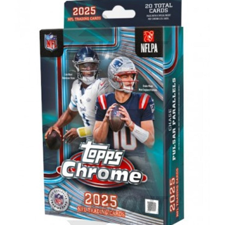 Topps 2025 Chrome Football Trading Cards Hanger Box